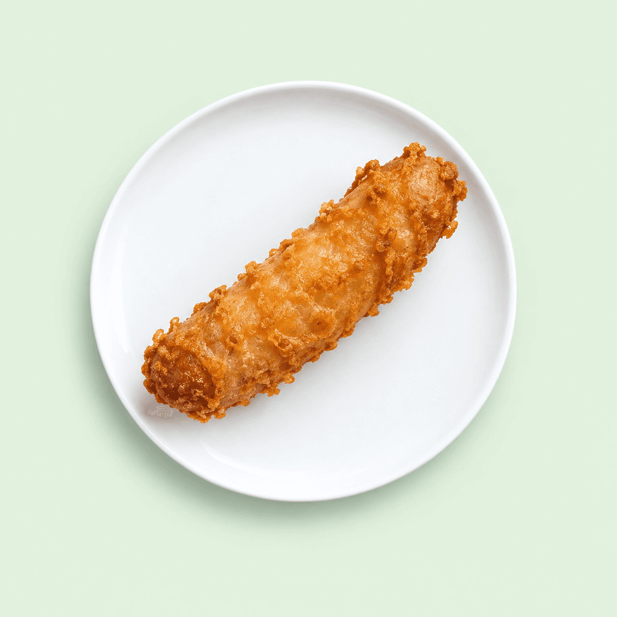 Crisp golden battered sausage